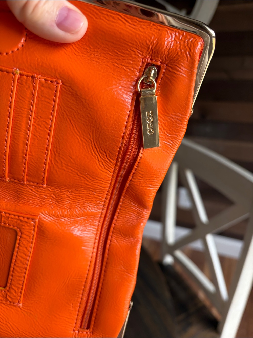 HOBO Lauren Clutch Orange Patent Frame Clutch - Picture 6 of 12